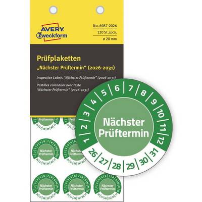 Prüfplaketten Nächster Prüftermin 2026-2031 Vinyl 20mm 120 Stück-0