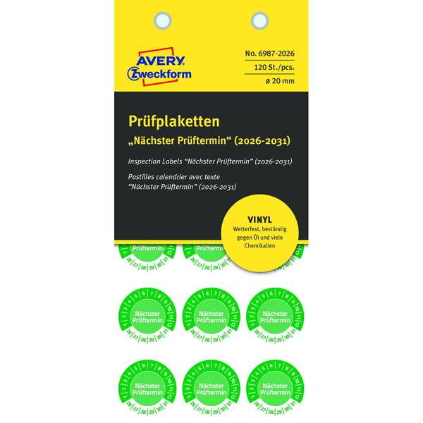 Prüfplaketten Nächster Prüftermin 2026-2031 Vinyl 20mm 120 Stück-1