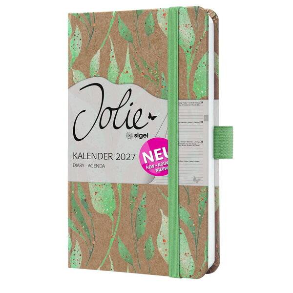 sigel Taschenkalender Jolie Pure 2027 "Sparkle Leaves", A6