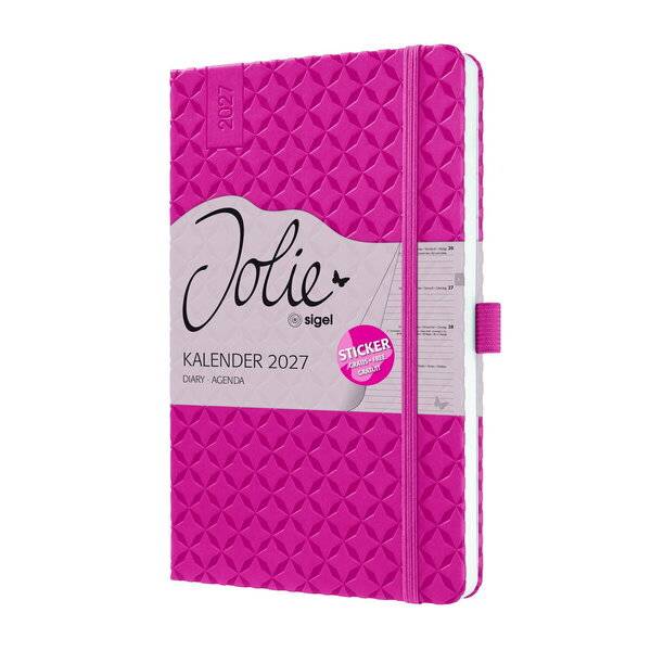 Wochenkalender Jolie 2027 Hardcover ca. A5 Fuchsia Pink 174 Seiten