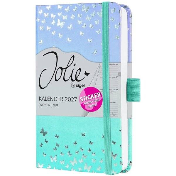 Wochenkalender Jolie 2027 Hardcover ca. A6 Butterfly Confetti Sky 174 Seiten
