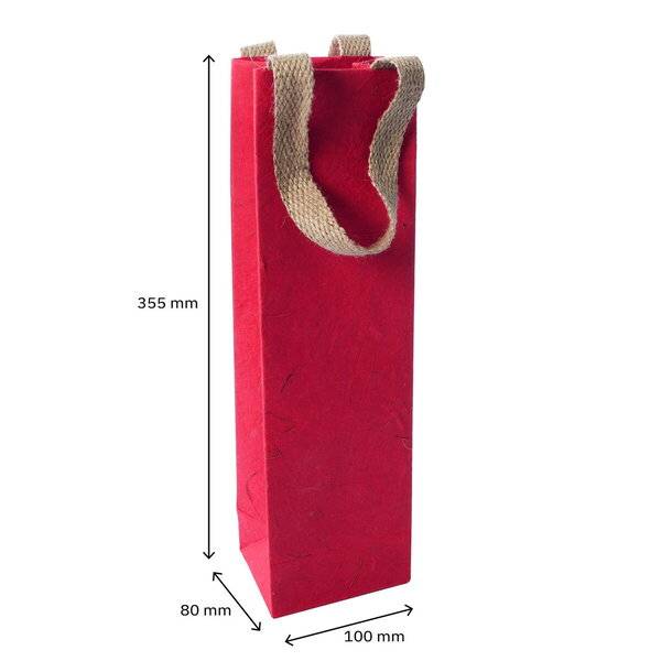 Geschenktasche Bottle 100x355x80mm Jutefaserpapier Red Coco-1