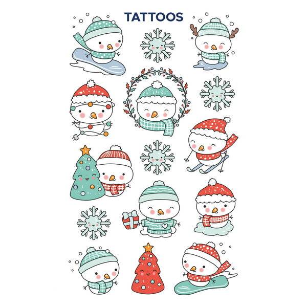 Tattoos 76x120mm bunt 1 Bogen Motiv Xmas Schneemann-0