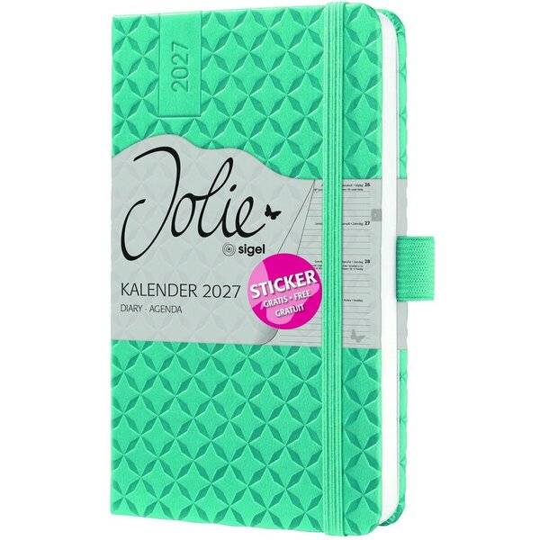 Wochenkalender Jolie 2027 Hardcover ca. A6 Aqua Green 174 Seiten