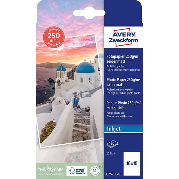 Papier Inkjet Foto 10x15cm 250g seidenmatt 20 Blatt