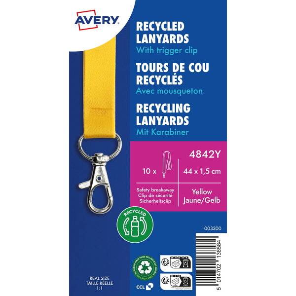 AVERY ZWECKFORM - 4842Y Auweishülle Zubehör Namensschild-Umhängeband Gelb 10 Stück e