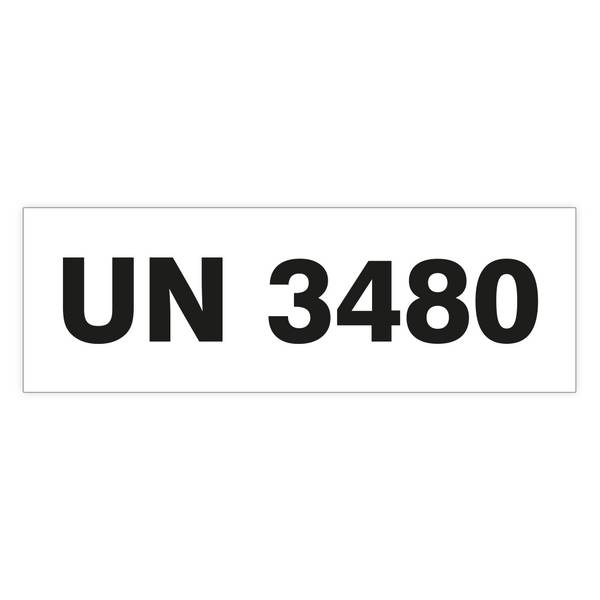 UN-Etiketten UN 3480 (LITHIUM-IONEN-BATTERIEN), Folie selbstklebend, 150 x 50 mm, 100 St./ Rolle