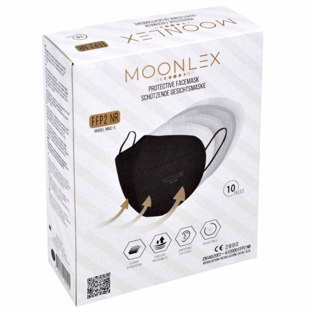 Moonlex FFP2 NR Atemschutzmaske, 5-lagig, einzeln verpackt, schwarz, 10 Stück-1