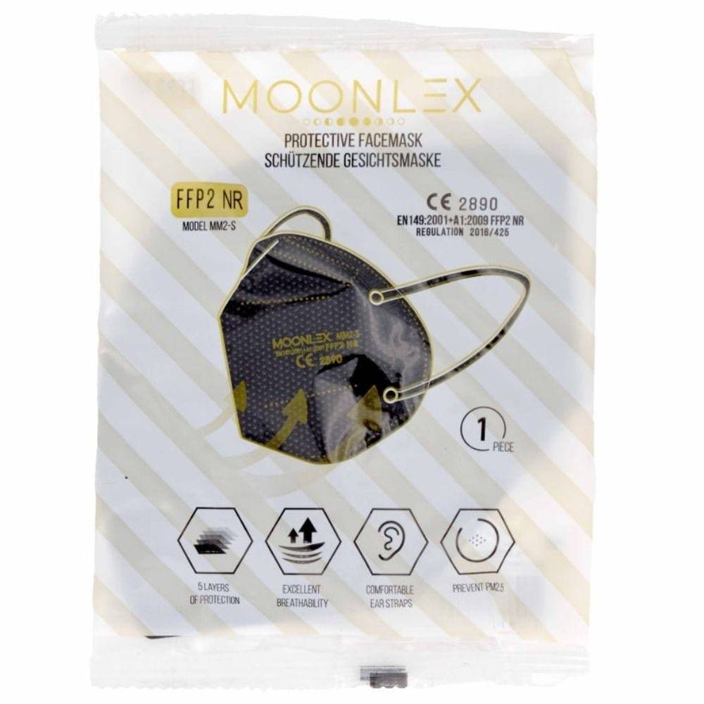Moonlex FFP2 NR Atemschutzmaske, 5-lagig, einzeln verpackt, schwarz, 10 Stück-2