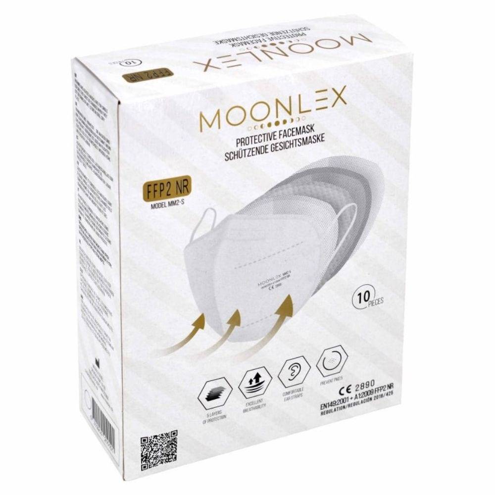 Moonlex FFP2 NR Atemschutzmaske, 5-lagig, einzeln verpackt, weiß, 10 Stück-2