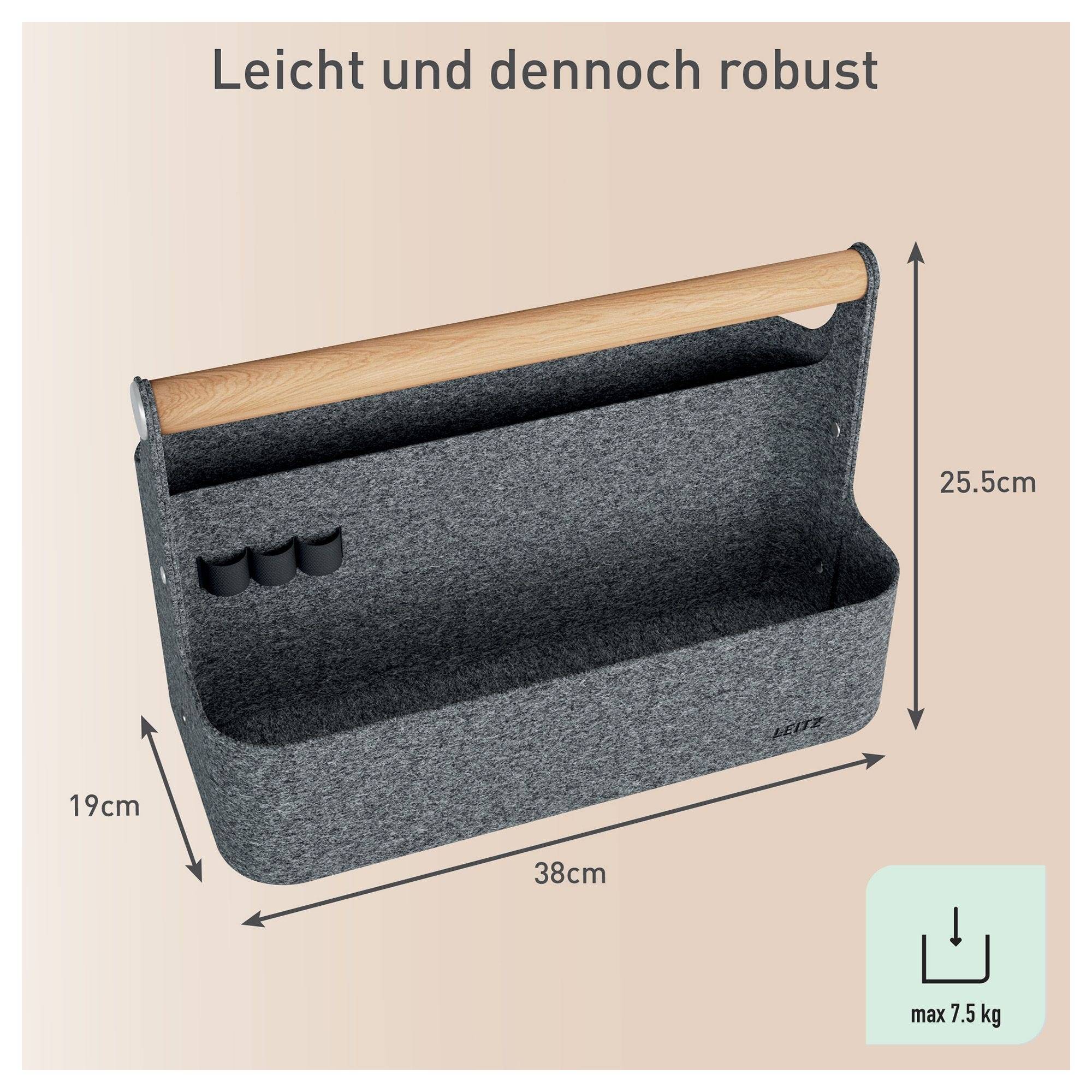 Leitz Schreibtisch Organizer mit Griff aus Filz, dunkelgrau