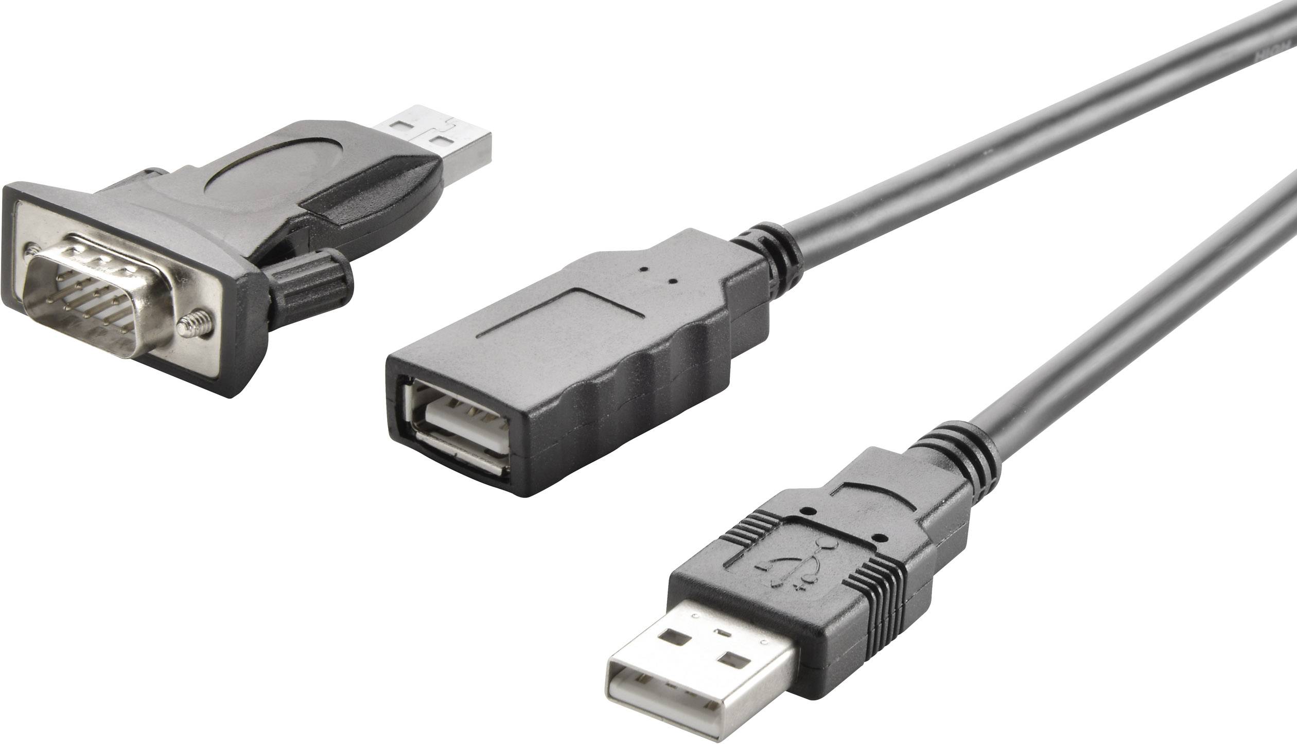 CONRAD Renkforce USB 2.0, Seriell Kabel [1x USB 2.0 Stecker A - 1x D-SUB-Stecker 9pol.] 1 m Schwarz