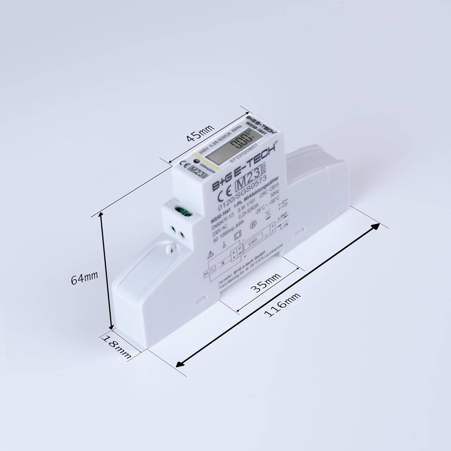 B+G E-Tech WS50-1221 - Wechselstromzähler Hutschiene 50A MID 2026 Stromzähler digital-1