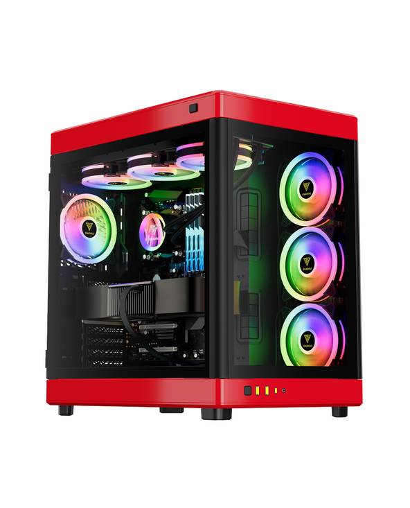 Gamdias Neso P1 Grand Tour E-ATX case with glass panels (Black/Red)-0