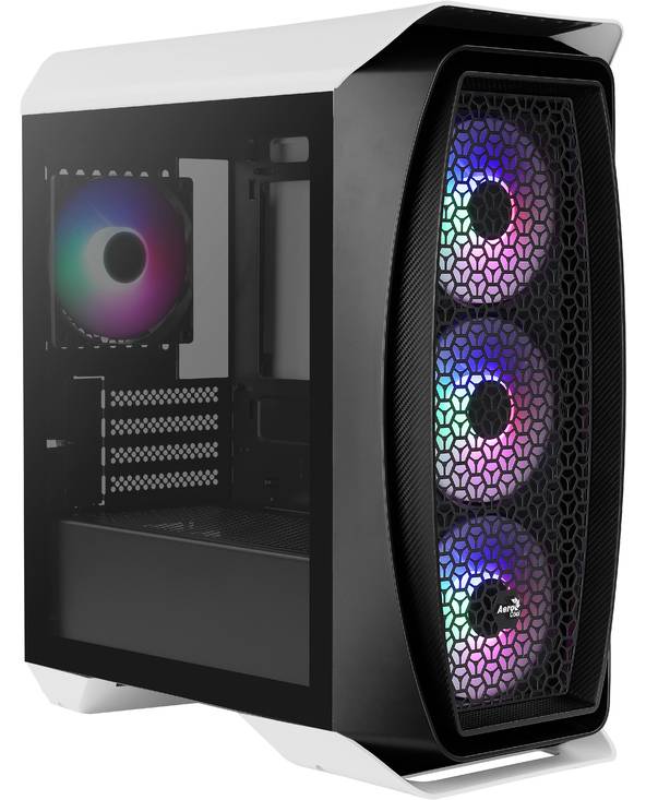 AeroCool Aero One Mini Frost RGB Micro ATX Mini Tower Case with Glass Panel (White/Black)-0