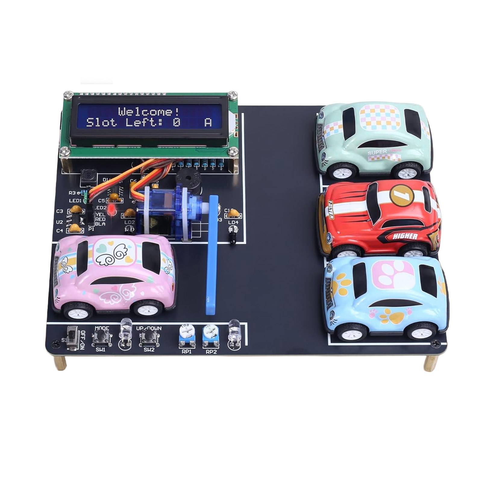 Bausatz Parkhaus Simulation DIY Lötbausatz mit LCD & 4 Autos STEM Lernbausatz-0