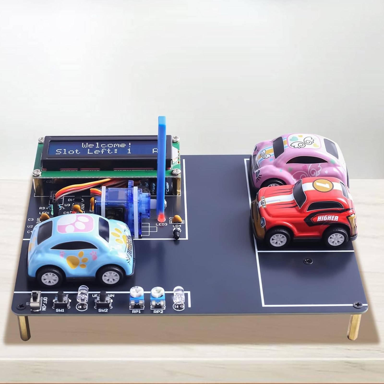Bausatz Parkhaus Simulation DIY Lötbausatz mit LCD & 4 Autos STEM Lernbausatz-2
