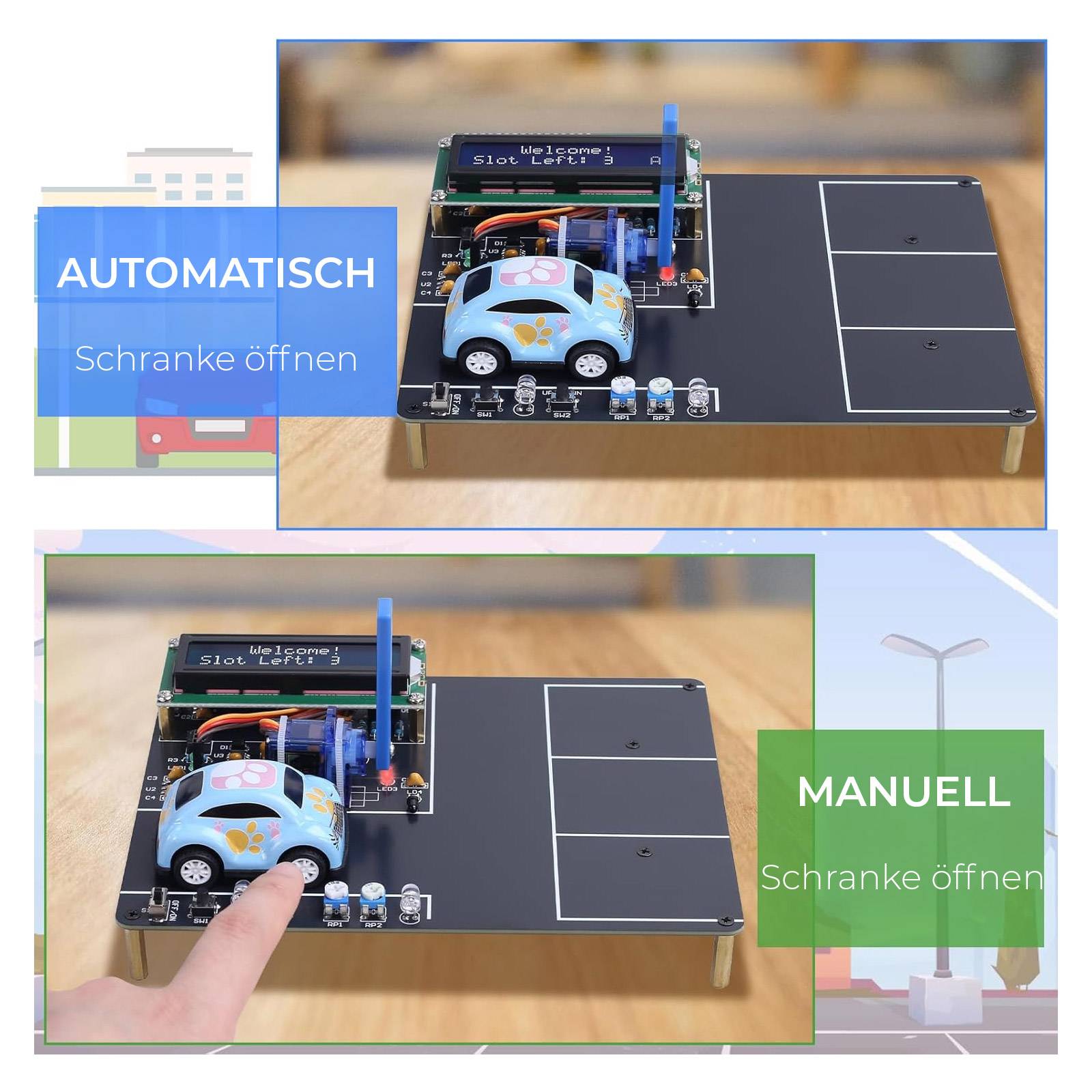 Bausatz Parkhaus Simulation DIY Lötbausatz mit LCD & 4 Autos STEM Lernbausatz-3