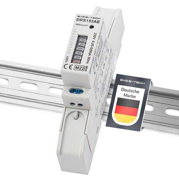 B+G E-Tech DRS155AE - Wechselstromzähler mit Rollenzählwerk Hutschiene 50A MID 2026 Stromzähler digital
