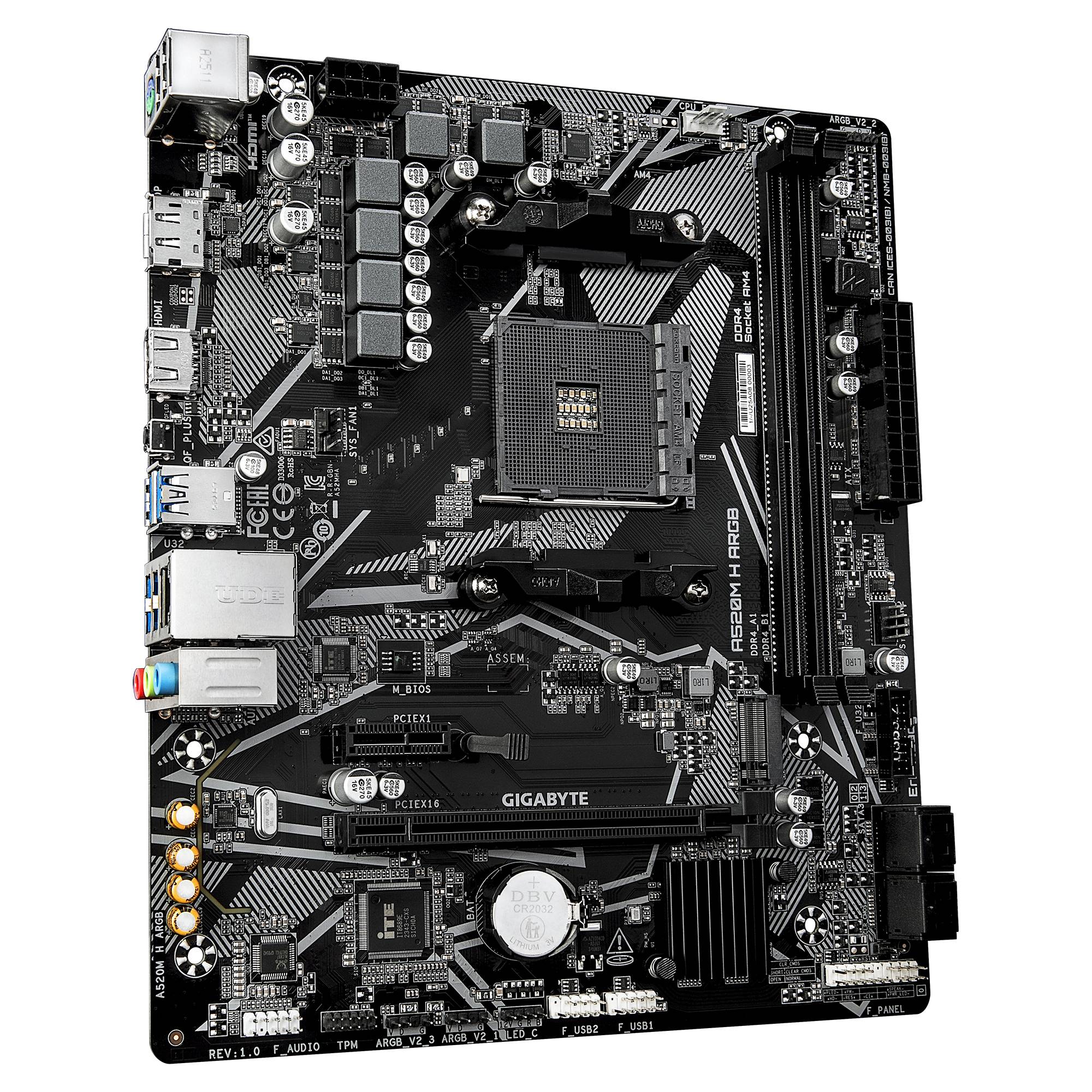 Gigabyte A520M H ARGB (A520,AM4,mATX,DDR4) Multimedia-Technik Mainboards AMD-0
