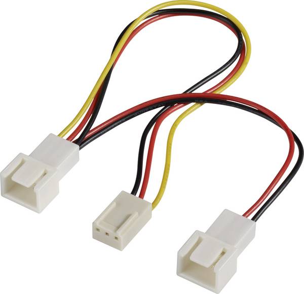 PC-Lüfter Y-Kabel [2x PC-Lüfter Stecker 3pol. - 1x PC-Lüfter Buchse 3pol.] 0.15 m Schwarz, Rot, Gelb Akasa