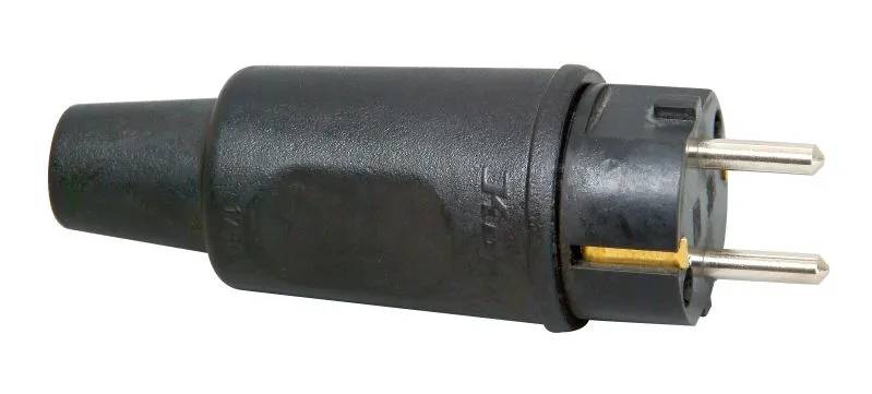 HEINRICH KOPP - SCHUKO-Stecker Vollgummi 16A 250V IP44 groß schwarz-0