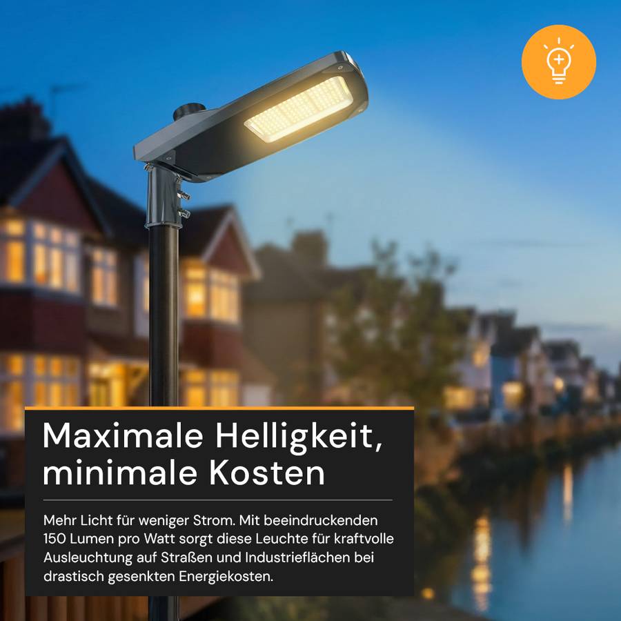 ENOVALITE LED Straßenleuchte PRO 30W 4500lm 3000K Warmweiß IP66 IK08 Dimmbar LUMILEDS Außenstrahler Mastleuchte Schwarz-2