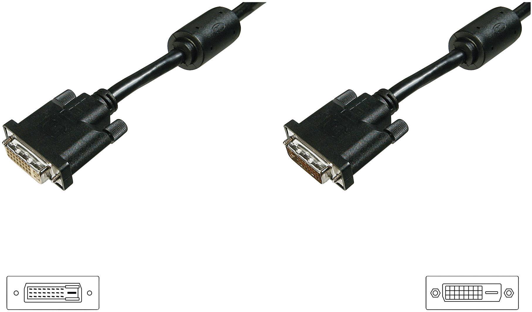 ASSMANN DVI-D Verlängerungskabel Stecker/Buchse 24+1 2xgeschrimt Full HD Dual Link 2560x1600 bei 60