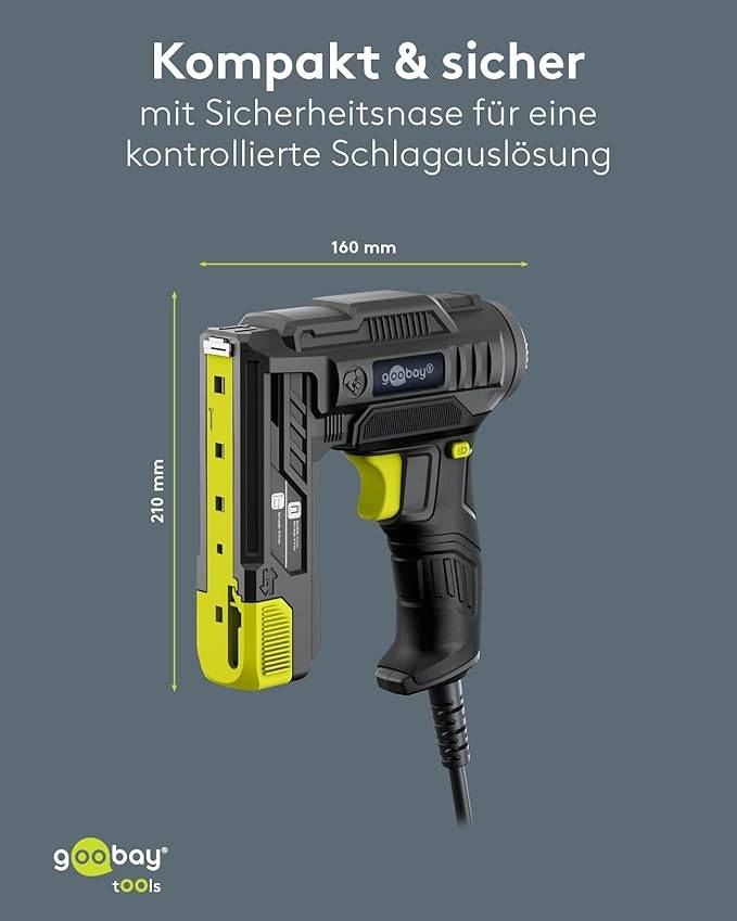 Goobay 77820 2in1 Elektrotacker kabelgebunden, Elektrotacker und Nagelpistole, Typ 53 und 47, 70 W-1