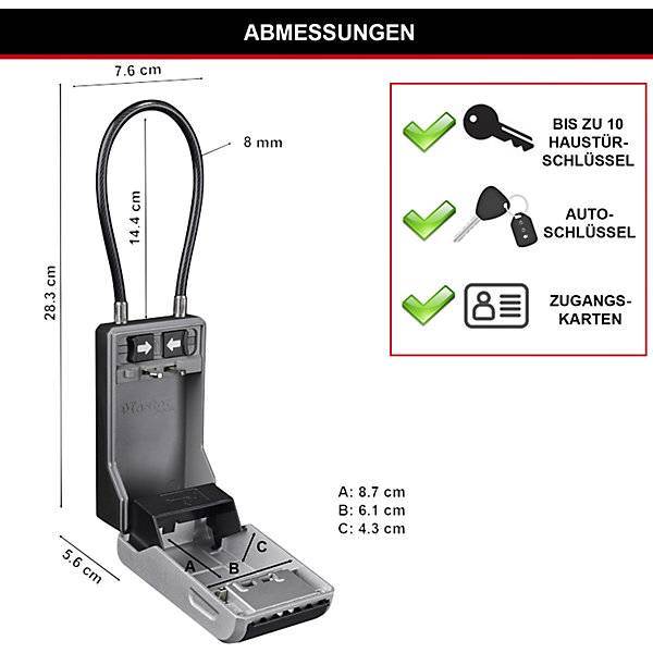 Schlüsselbox Select Access Stahl VE 4 Stk grau mit flexiblen Bügel. Master Lock Deutschland GmbH 87033949-1