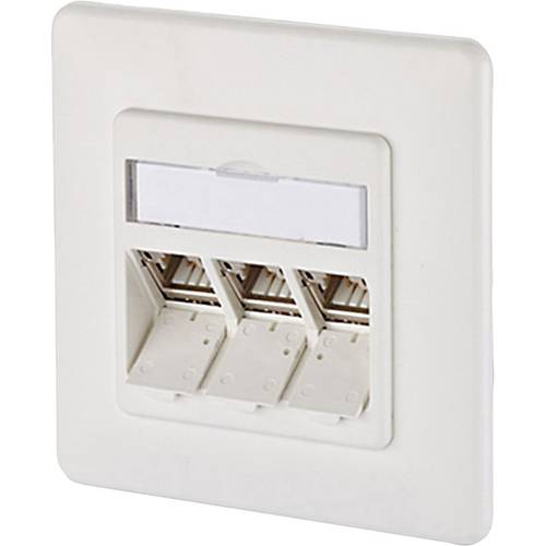 Thumbnail - Metz Connect 1309131002-E Netzwerkdose Unterputz Einsatz mit Zentralplatte und Rahmen CAT 6a 3 Port Reinweiß