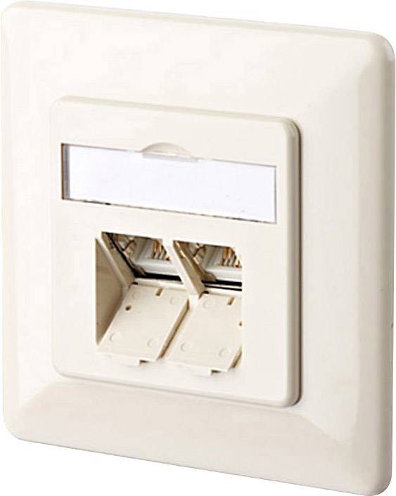BTR IT CONNECT E-DAT C6 8/8(8) UP Cat.6 - Anschlussdose, Unterputz - CAT 6 - RJ-45 X 2 - Pearl White, RAL 1013