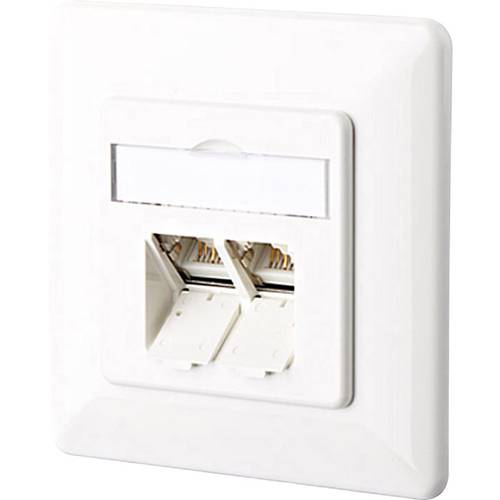 Metz Connect 1307381002-I Netzwerkdose Unterputz Einsatz mit Zentralplatte und Rahmen CAT 6 2 Port Reinweiß