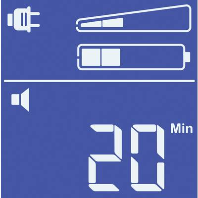Ladebildschirm mit einem Netzstecker-Symbol, einem dreifach geteilten Ladebalken und der Anzeige '20 Min' verbleibend.