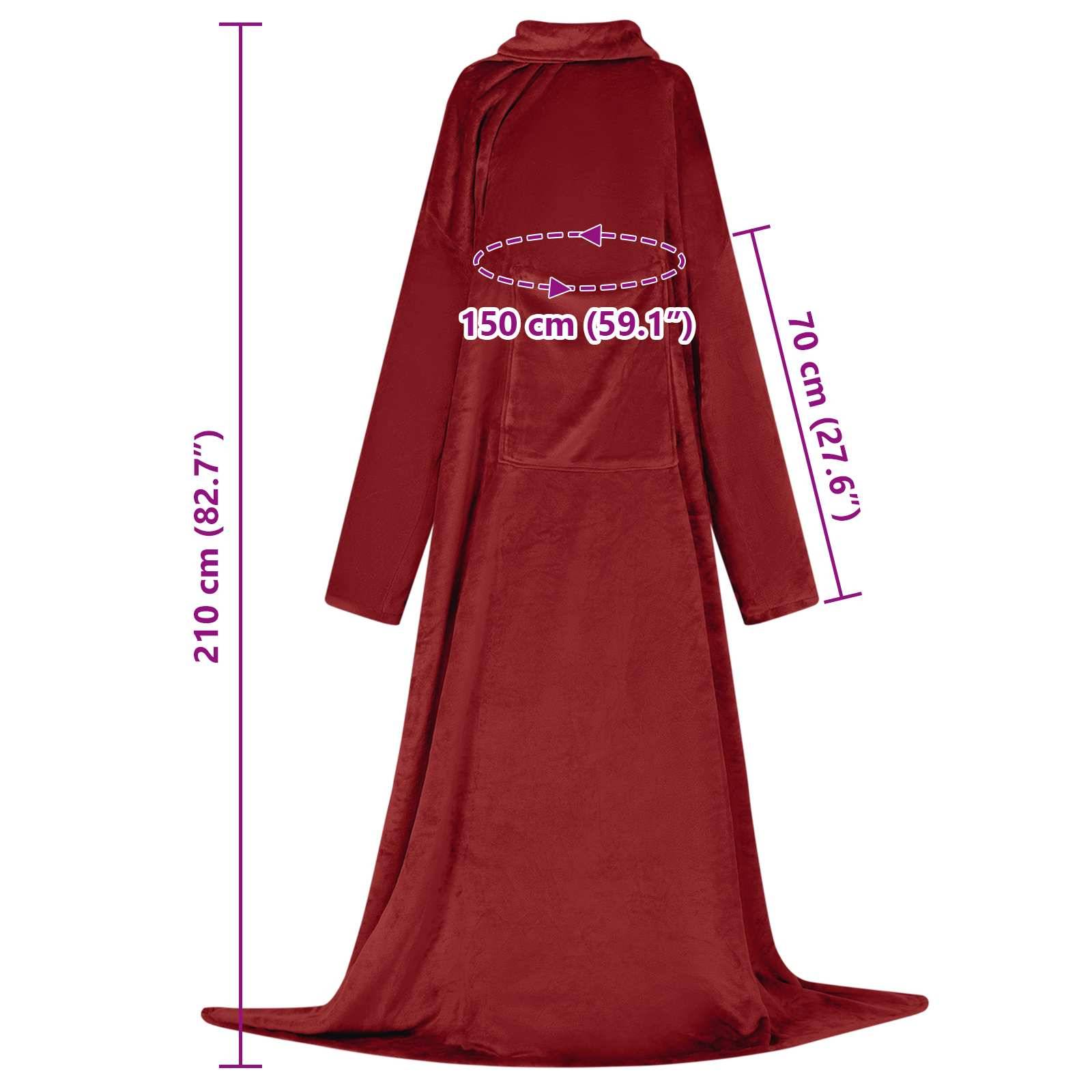vidaXL Decken-Hoodie Bordeauxrot F Flanell-4