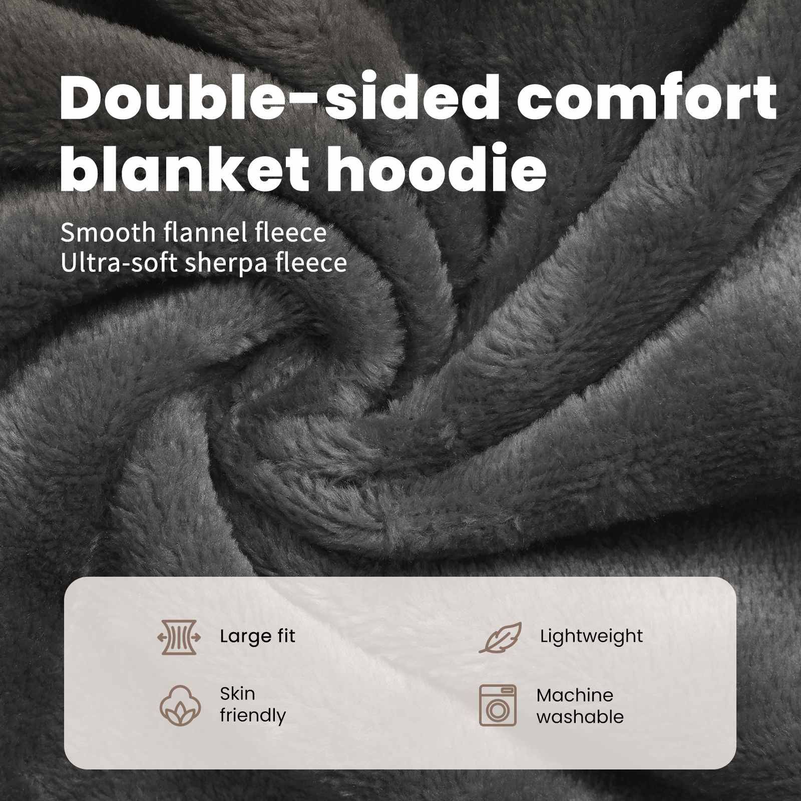 vidaXL Decken-Hoodie Dunkelgrau M Fleece und Flanell-3