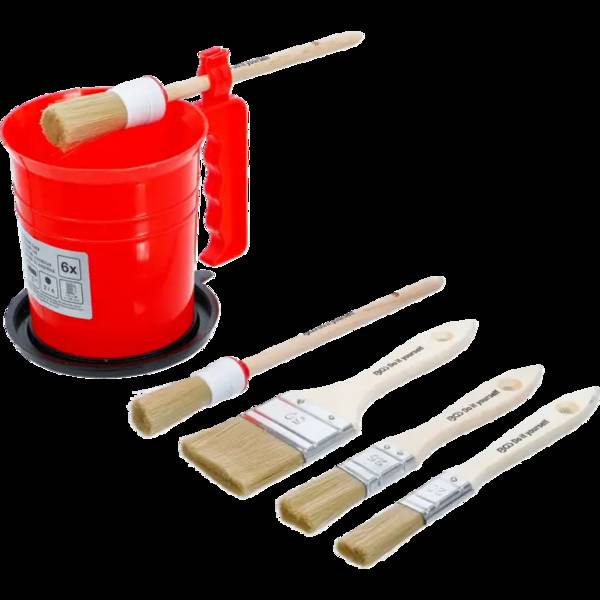 BGS TECHNIC Flach-/Ringpinsel-Set mit Farbbecher, 6-teilig