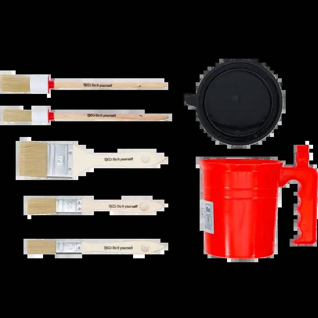 BGS TECHNIC Flach-/Ringpinsel-Set mit Farbbecher, 6-teilig-2
