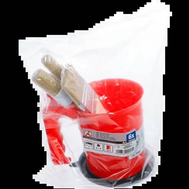 BGS TECHNIC Flach-/Ringpinsel-Set mit Farbbecher, 6-teilig-3