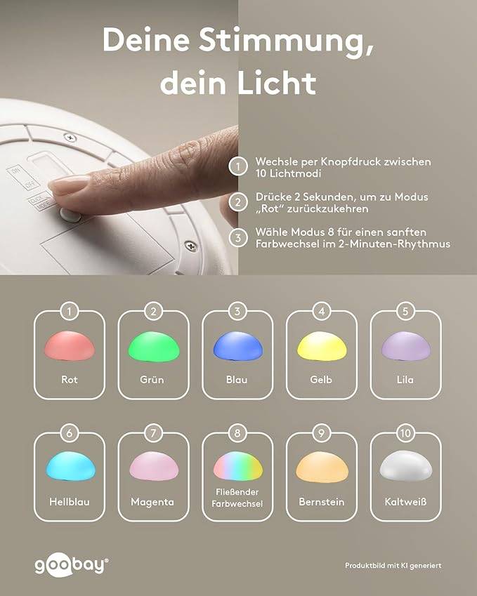 Goobay 80205 LED-Solar-Dekoleuchte Stein 2er-Set, Solar-Gartenleuchte, RGBW, 10 lm, IP44, Erdspieß-5