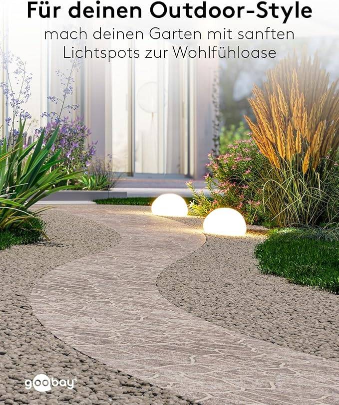 Goobay 80205 LED-Solar-Dekoleuchte Stein 2er-Set, Solar-Gartenleuchte, RGBW, 10 lm, IP44, Erdspieß-2