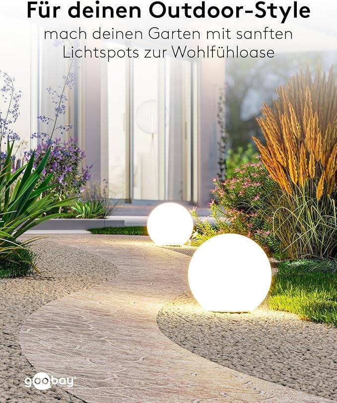 Goobay 80203 LED-Solar-Dekoleuchte Kugel XL, Solar-Gartenleuchte Ø35 cm, RGBW, 25 lm, IP54, Erdspieß-2