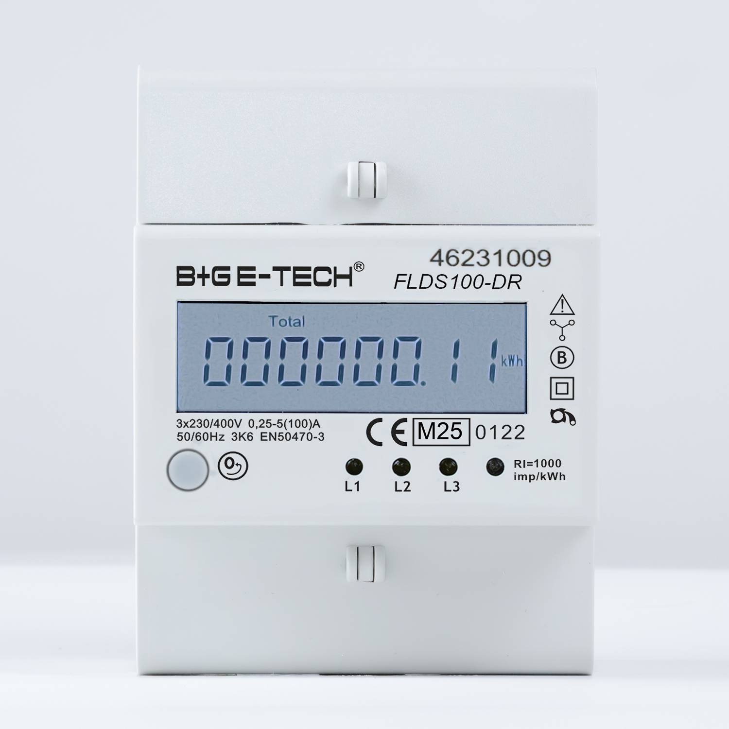 B+G E-Tech FLDS100DR Drehstromzähler 400V 100A LCD Weiß Hutschiene MID 2026 digital Stromzähler-0
