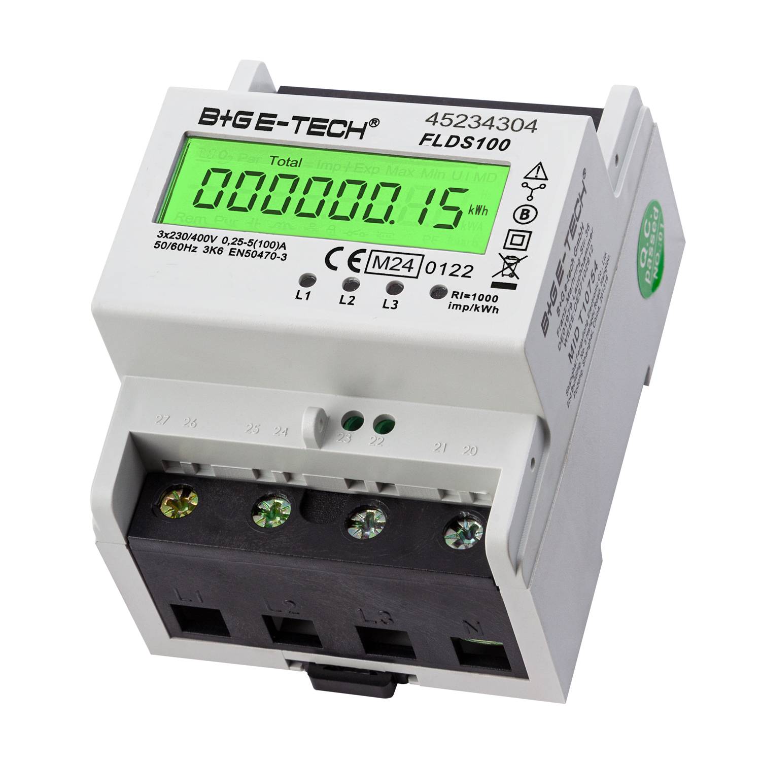 B+G E-Tech FLDS100 Drehstromzähler Hutschiene 400V 100A MID 2026 digital Stromzähler-1