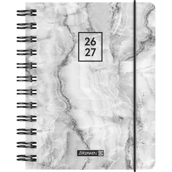 Schülerkalender A6 1 Tag/Seite Grey Marble 2026/2027-0