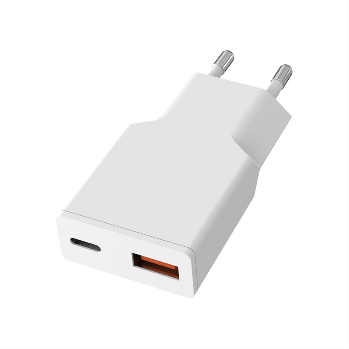 VALUE USB Charger mit Euro-Stecker, 2 Ports Typ A+C, 30W-0