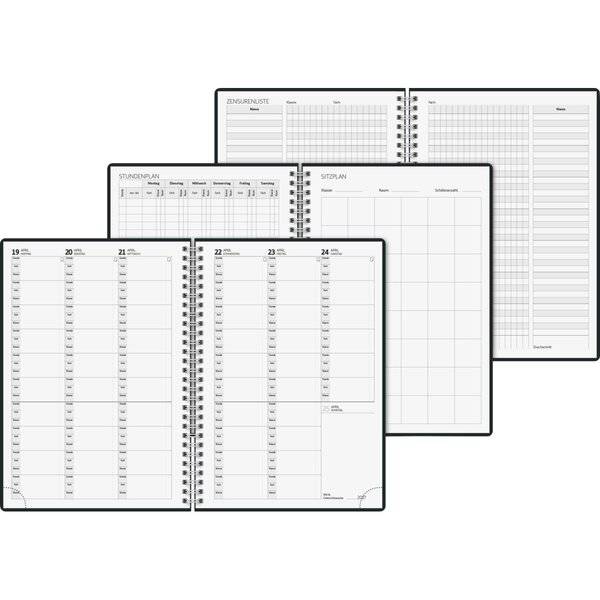 Lehrerkalender 1 Woche/2 Seiten 2026/2027 ca. A5 17x24cm Baladek schwarz-1