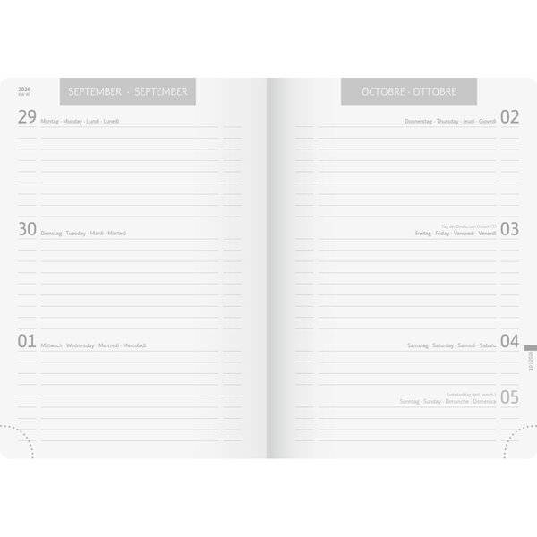 Schülerkalender A5 1 Tag/Seite Pressspan schwarz 2026/2027-1