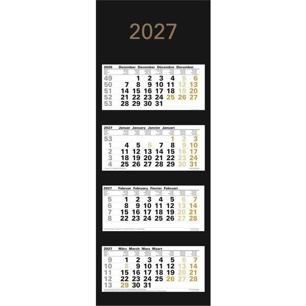 4-Monatskalender 33x87,5cm Black Edition Kalendarium 2027