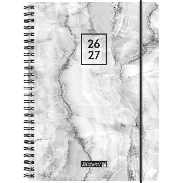 Schülerkalender A5 1 Tag/Seite Grey Marble 2026/2027-0
